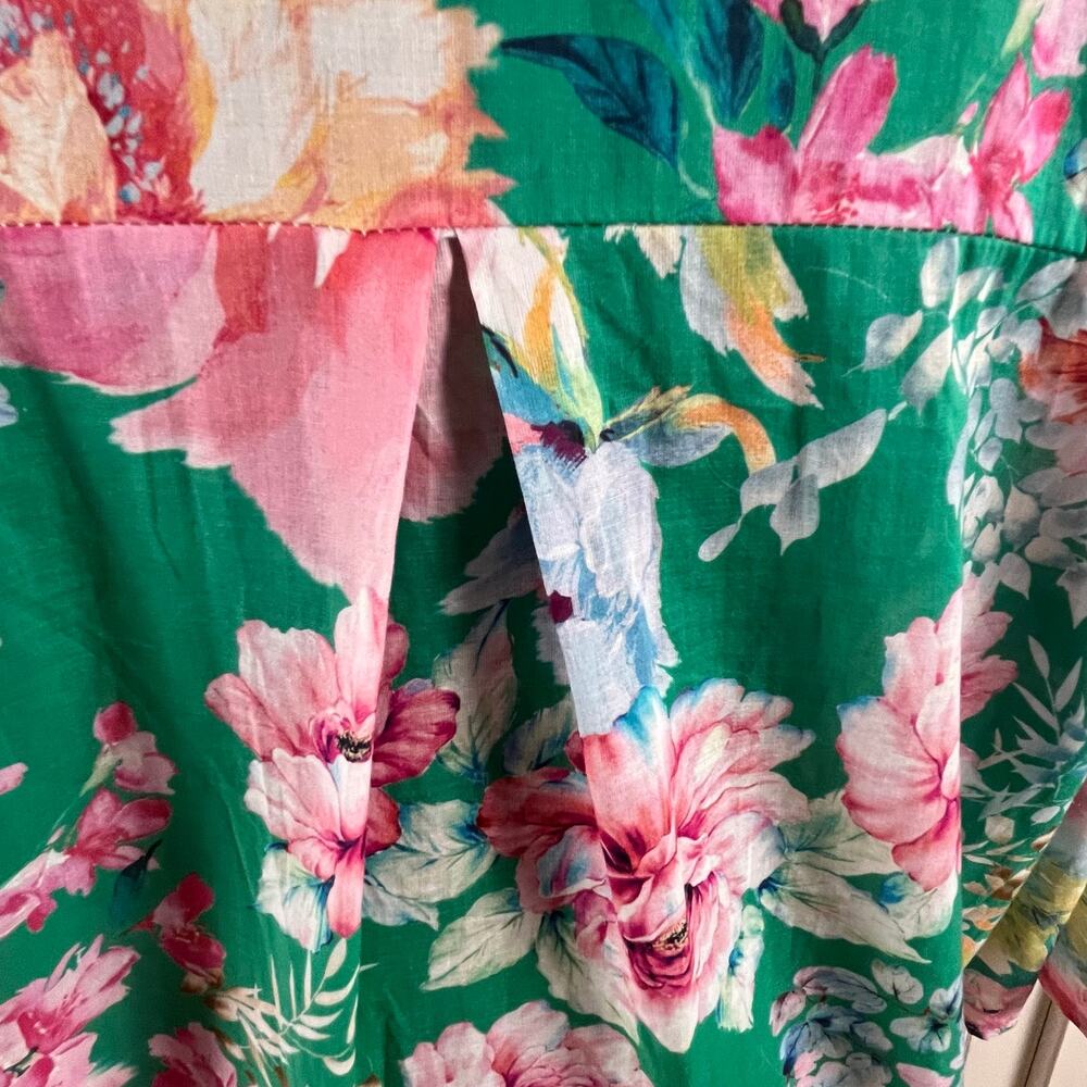 Nota Bene Italy Made Floral Tunic Shirtdress OSFM M/L Resort Coastal Luxe Cotton - Picture 13 of 16